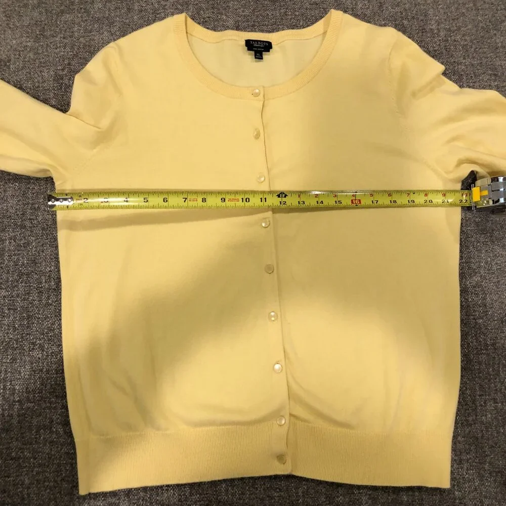 Talbots Classic Cardigan, Butter Yellow, Size XL - Picture 5 of 8